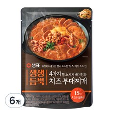 샘표 생생듬뿍 4가지 햄 소시지 베이컨과 치즈 부대찌개, 450g, 6개