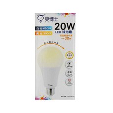Dr.Bright 亮博士 LED A80 球泡燈, 20W, 白光6500K/黃光3000K, 超大發光角度, 燈頭E27, 白光, 1盒