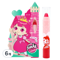 핑크공주 핑키 립크레용 어린이 립스틱 2.5g, 01 블링레드, 6개