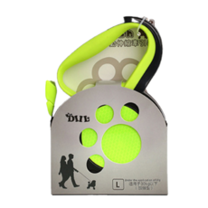 DIIL 反光自動牽引繩 L號, 適用於30kg以下寵物, 綠色, L 長度8m, 1個