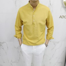 아도르클래식 남성용 8컬러 여름 린넨 헨리넥 셔츠