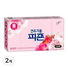 피죤 건조기용 오리지널 시트 섬유유연제 핑크로즈 본품, 2개 2개, 120매입