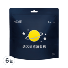icon 愛康 透芯涼感褲型棉，高效吸收, 清爽不黏膩, 植萃精油, 貼合身形, L, 2片, 6包