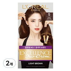 로레알파리 NEW 엑셀랑스 듀오크림 염모제, 5호 라이트 브라운, 2개 5호 라이트 브라운, 2개