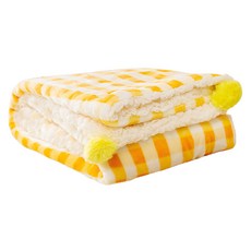 둥둥펫 반려동물 포근한 체크 담요 겸 이불, 옐로우, 1개