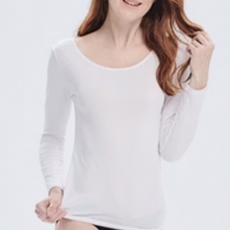 CottonRepublic 棉花共和國 細絨輕量升溫保暖衣女圓領, XL, 白色