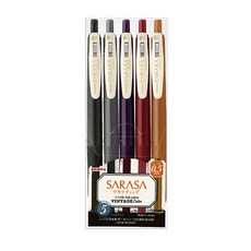 ZEBRA 斑馬牌 SARASA 復古色系中性筆5色組, 水性墨水, 書寫流暢, 混合色, 1組