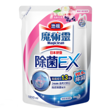 Kao 花王 Magiclean 魔術靈 地板除菌EX 補充包, 清新花香, 拖把制菌配方, 99.9%除菌, 除菌成分1.3倍UP, 1.8L, 1包
