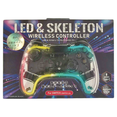 SWITCH 透明LED無線藍牙遊戲手把, LED骨架, RGB智能燈效, Turbo一鍵連發, PC/NS 適用, STK-7039RG-BK, 1個