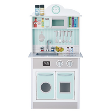 Teamson Kids 小廚師波多經典玩具廚房，兒童玩具廚房, Mint/Grey, 48.3 x 29.9 x 88.3cm, 1組
