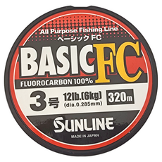 SUNLINE Basic FC 碳纖線 3號 12lb (6kg) 320m 日本製, 1個, transparent