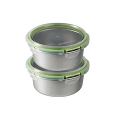 Corelle Brands 康寧餐具 Snapware Eco Simple 可微波304不鏽鋼圓形保鮮盒, 720ml, 1個