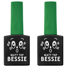 BESSIE 霧面上層凝膠, 幹練高級天鵝絨質感, 柔軟延展性, 半固化無殘留, 透明, 11ml, 2瓶