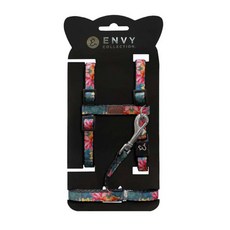 ENVY COLLECTION 貓胸背帶 Set, H型調節式, ..., Tropical Blush, LEAD 10 x 1200mm/NECK 10 x 240~390mm/CHEST 10 x 275~460mm, 1個