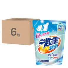 Attack 一匙靈 台灣公司貨 制菌超濃縮洗衣精 補充包, 1.9kg, 6包