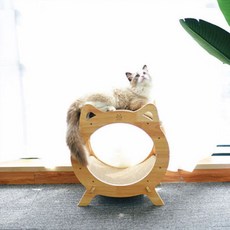 딩동펫 고양이 솔리드 원목 스크래쳐하우스, 1개
