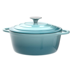 鍋寶 琺瑯鑄鐵鍋 24cm 湖水綠 電磁爐適用 鑄鐵鍋具, 1個