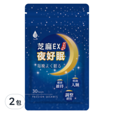 Tsuie 日濢 芝麻EX夜好眠膠囊, 30顆, 幫助入睡, 放鬆心情, 15.3g, 2包