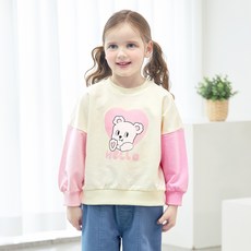 마리앤모리 아동용 모리 배색 맨투맨 티셔츠