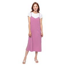 CARET 女款 V領 馬甲 吊帶 連衣裙, Free Size, 薰衣草色, 1件
