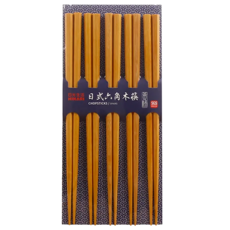 HIKARI 日光生活 日式六角木筷 黃楊木 W009 5雙入, 5雙