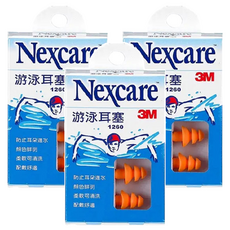 3M Nexcare 游泳耳塞 柔軟舒適 可清洗 防止耳朵進水, 橙色, 3盒