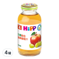 HiPP 喜寶 生機綜合蘋果葡萄汁, 100%生機水果，無額外添加糖，無人工色素，無香料, 200ml, 4瓶
