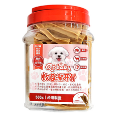 Qt baby 犬用軟Q潔牙骨，500g，添加益生菌，幫助腸內菌叢平衡，全犬種適用, 雞肉 + 山羊奶, 1罐