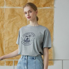 플라스틱아일랜드 여성용 마린 프린트 루즈핏 티셔츠 PP2CH583
