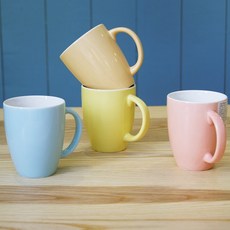 해피정코리아 파스텔머그 오벌 유광 4p, 오렌지, 베이비블루, 베이비핑크, 옐로우, 1세트