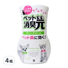 小林製藥 消臭元 室內強力除臭 寵物專用, 濾紙高度可調節氣味濃淡, 芳香可維持1.5~3個月, 400ml, 4瓶
