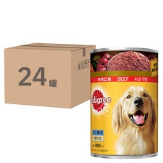 Pedigree 寶路 成犬罐頭, 牛肉口味 400公克, 含天然膳食纖維, 幫助消化, 牛肉, 400g, 24罐