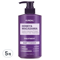쿤달 허니 앤 마카다미아 헤어트리트먼트 베이비파우더향, 500ml, 5개