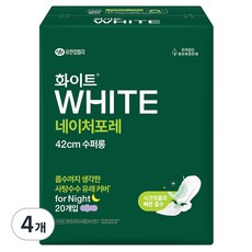 화이트 네이처포레 생리대 날개형, 오버나이트 이상, 20개입, 4개