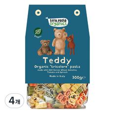 리틀파스타오가닉스 유기농 어린이 파스타 테디, 300g, 4개