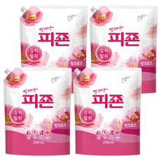 피죤 강력탈취 섬유유연제 핑크로즈 리필, 2.1L, 4개