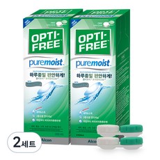 옵티프리 퓨어모이스트 렌즈세정액 300ml 2P + 렌즈케이스 2p, 2세트