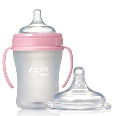 티지엠 에어벨브 실리콘 유꼭지젖병 260ml 핑크 젖꼭지2단계 + 젖꼭지4단계, 1세트
