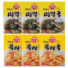 오뚜기 맛있는 즉석 미역국 18g x 3p + 맛있는 즉석 북어국 34g x 3p, 1세트