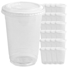 봄91 PET 16oz 투명 아이스컵+평면 타공 뚜껑, 473ml, 25개, 1세트 25개입, 1세트