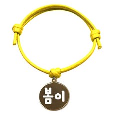 펫츠룩 굿모닝 반려동물 목걸이 옐로 S + 메탈원형골드 팬던트 봄이, 1개