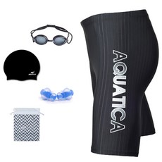 아쿠아티카 남성 5부 수영복 BBF03 + 귀마개 + 실리콘수모 + 선수용수경 + 수영가방