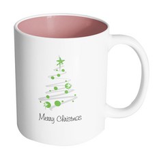 핸드팩토리 라인트리그린 메리 크리스마스 머그컵, 내부 파스텔 핑크, 1개