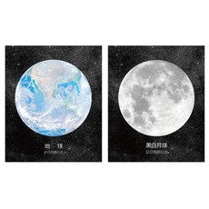 라이프포인트 우주행성 디자인 메모지 2p, 01 지구, 04 달(흑백), 1세트