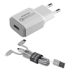 요이치 MFi 마운틴 3in1 케이블 YSC-500 + 리버스 퀼컴 2.0 USB 충전기, 케이블(YSC-500), 1세트