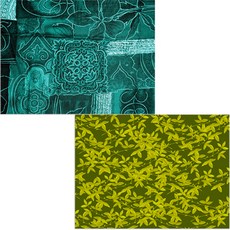  벨라 실리콘 식탁매트 2p 넝쿨 레몬 + 초록문향, 혼합 색상, 385 x 285 mm 