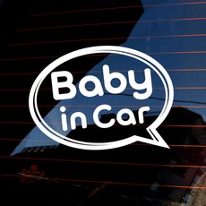 뭉키데코 자동차 스티커 말풍선 baby in car, 반사지, 1개