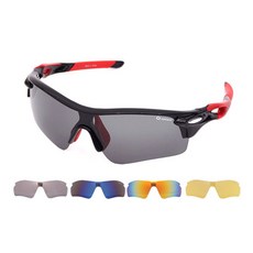 오클렌즈 교체형 스포츠 선글라스 프레임 + 렌즈 5p 세트 XG300, 프레임(블랙 + 레드)