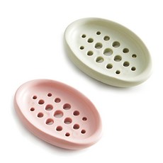 비누받침 2종 세트, 그린 + 핑크, 1세트