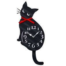 스위트하트 리본 고양이벽시계, 블랙